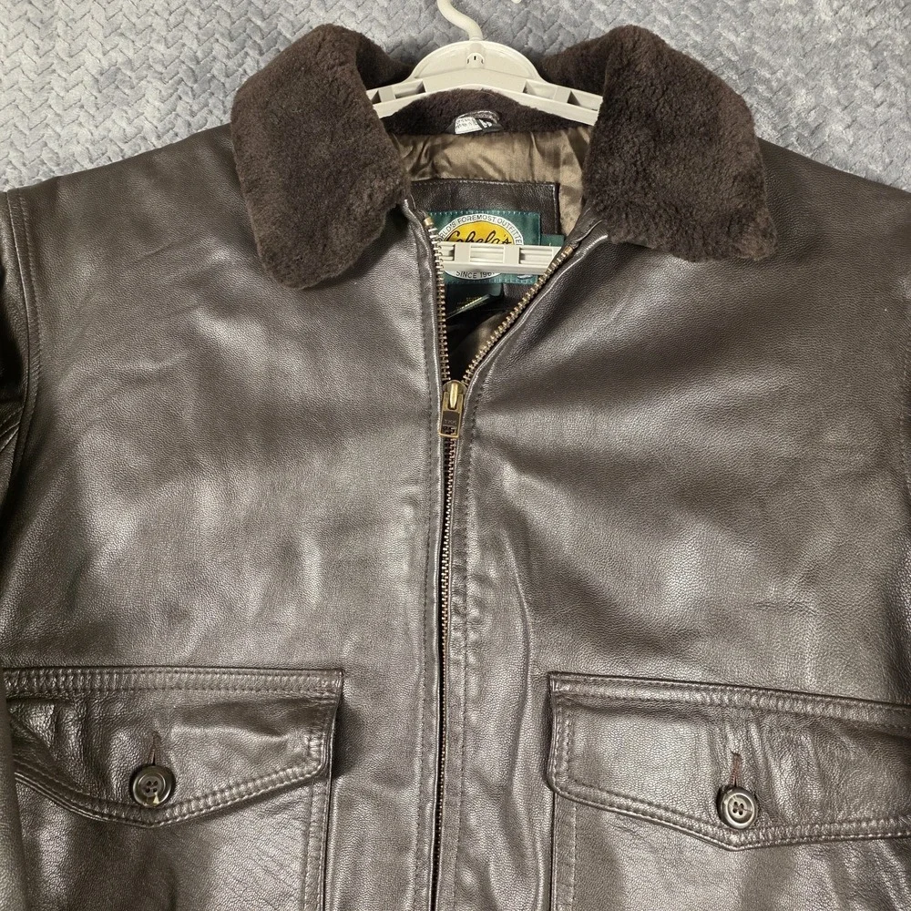 Vintage Cabelas Leather Flight Bomber Jacket Mens Large Brown Thinsulate Canada